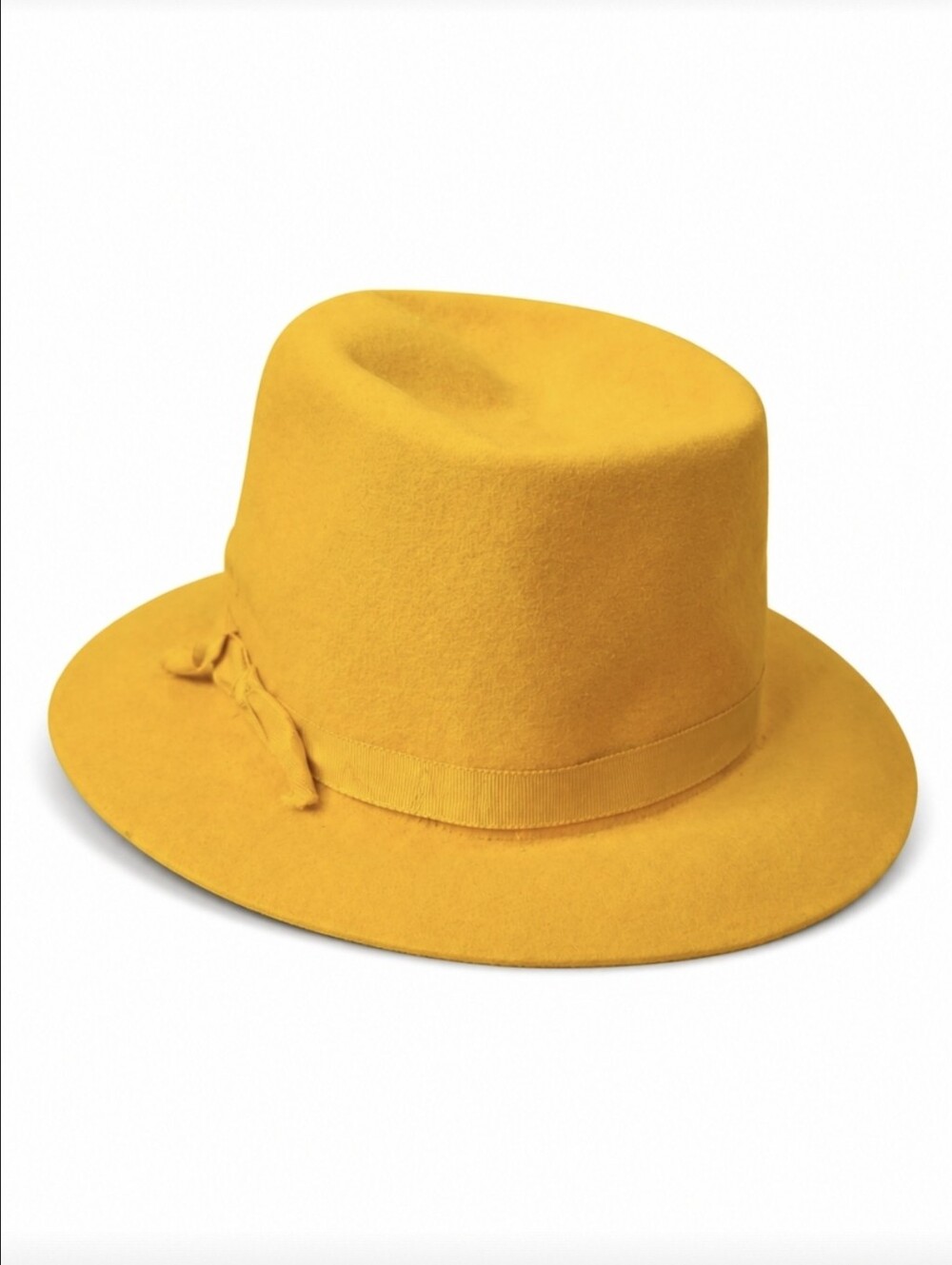 Vintage 60s Columbia Sportswear Yellow Wool Felt Bucket Hat Sz 7 5/8 XL
